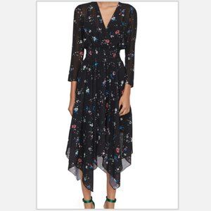 Maje Floral Print Black Long Dress